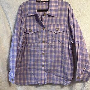Peach Love California Lavender Plaid Shirt